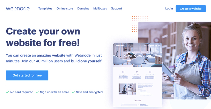 Giao diện trang web thiết kế web miễn phí Webnode