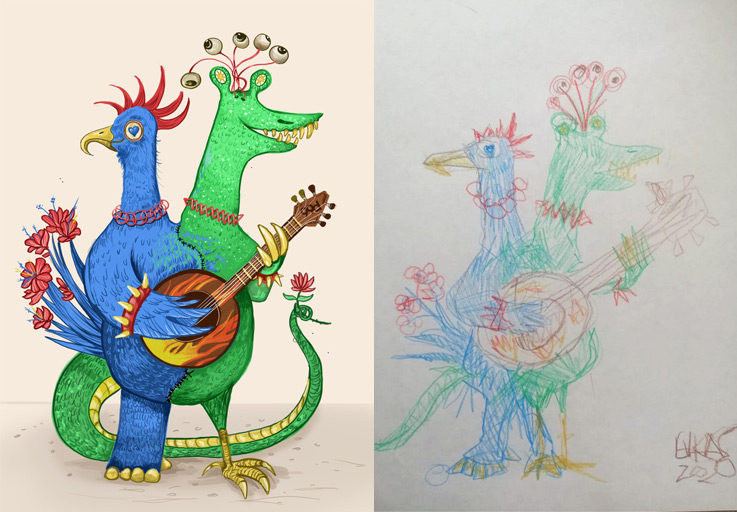 Quái vật qua trí tưởng tượng của trẻ em và được vẽ lại bởi nhà thiết kế tự do