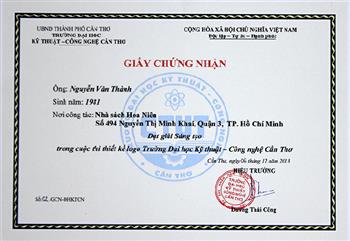 Giấy khen của trường ĐH Cần Thơ