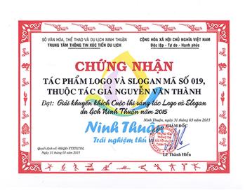 Giấy khen giải logo tỉnh Ninh Thuận