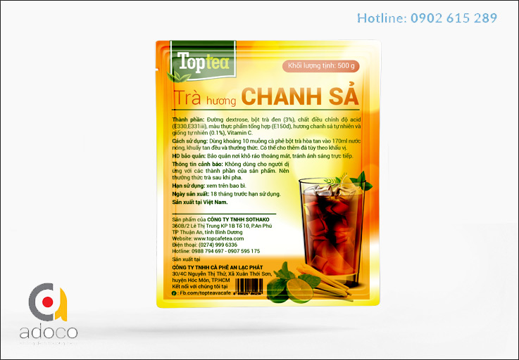 Thiết kế hộp trà đào chanh sả