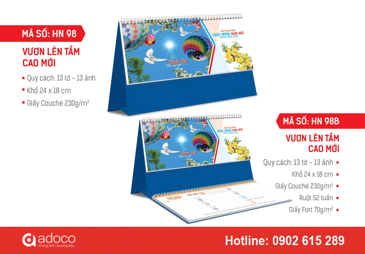 Lịch để bàn 2023 - HN 98 Vươn lên tầm cao mới