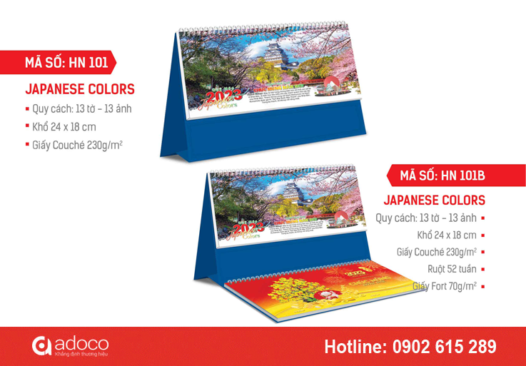 Lịch để bàn 2023 - HN 101 Sắc màu Nhật Bản Lịch để bàn 2023 - HN 101 Sắc màu Nhật Bản