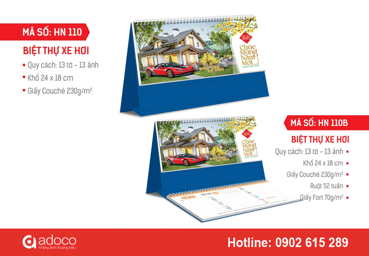 Lịch để bàn 2023 - HN 110 Biệt thự và xe hơi Lịch để bàn 2023 - HN 110 Biệt thự và xe hơi